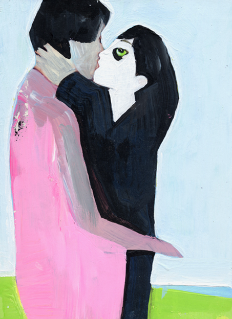 heiko höfer, observismus-observism-The Kiss 3, acrylic on paper, 2017