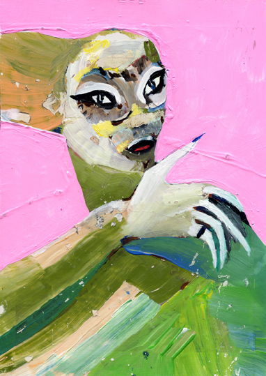 heiko höfer, Liberated barbie, acrylic on paper, 2018