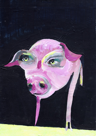 heiko hoefer, Glowing pig, acrylic on paper, 2018
