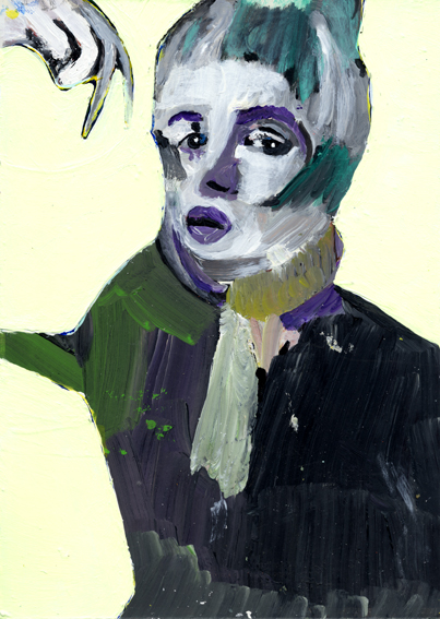 heiko höfer, Bat woman, acrylic on paper, 2020