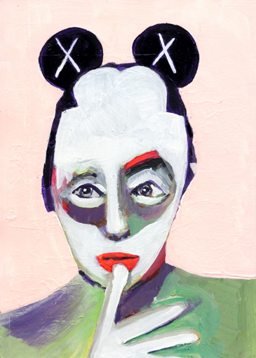 heiko höfer, Don't touch your own mouth, acrylic on paper, 2020