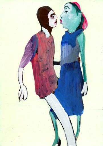heiko höfer, The kiss, acrylic on paper, 2020